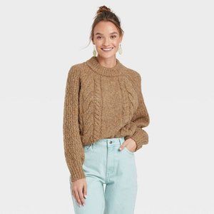 Women's Mock Turtleneck Pullover Sweater - Universal Thread Brown XS